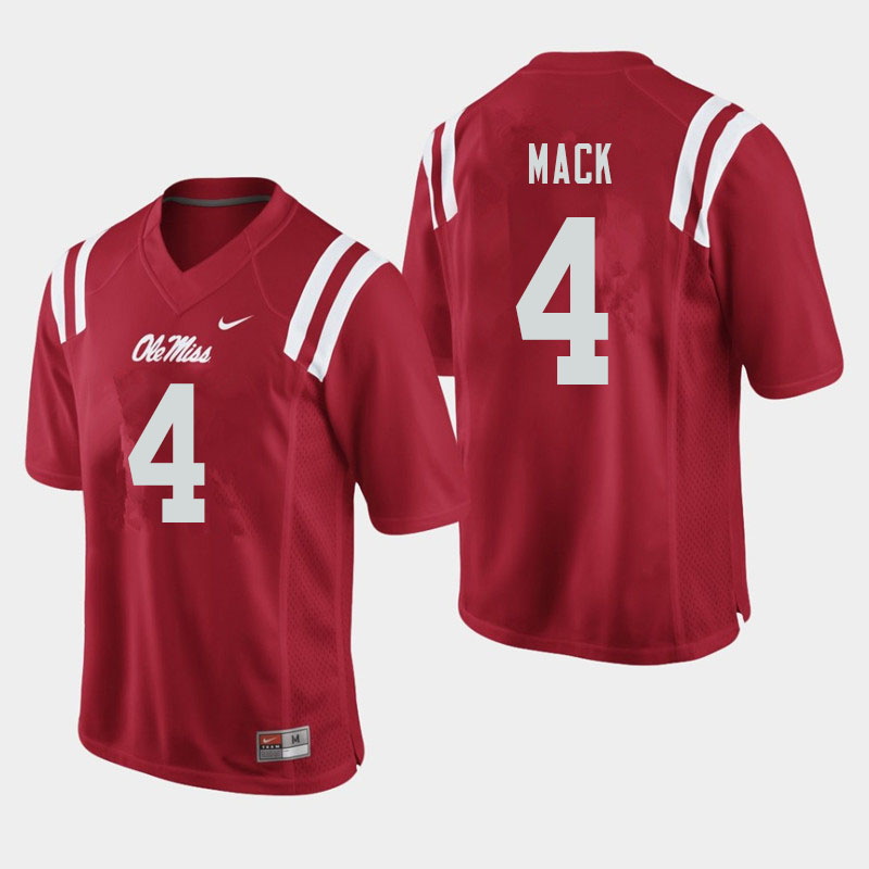 Men #4 Brandon Mack Ole Miss Rebels College Football Jerseys Sale-Red